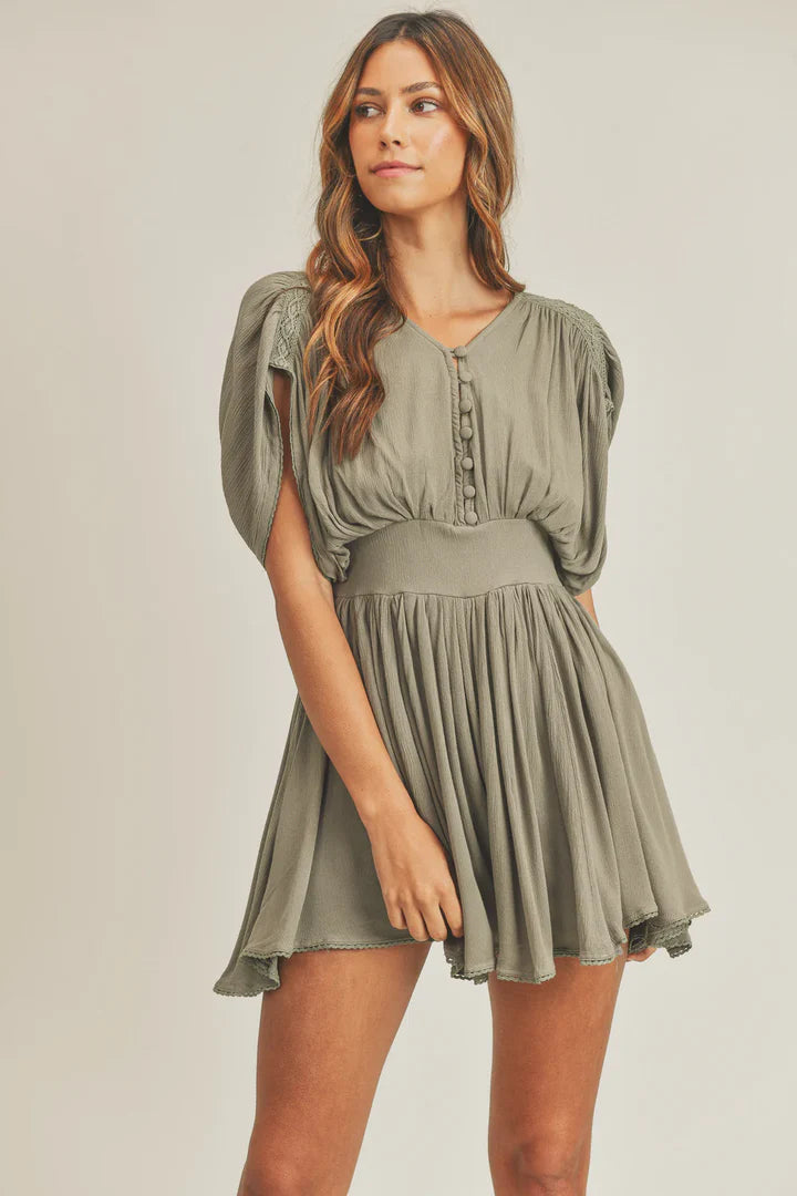 Montara ™ Folds Button Elegant Mini Romper